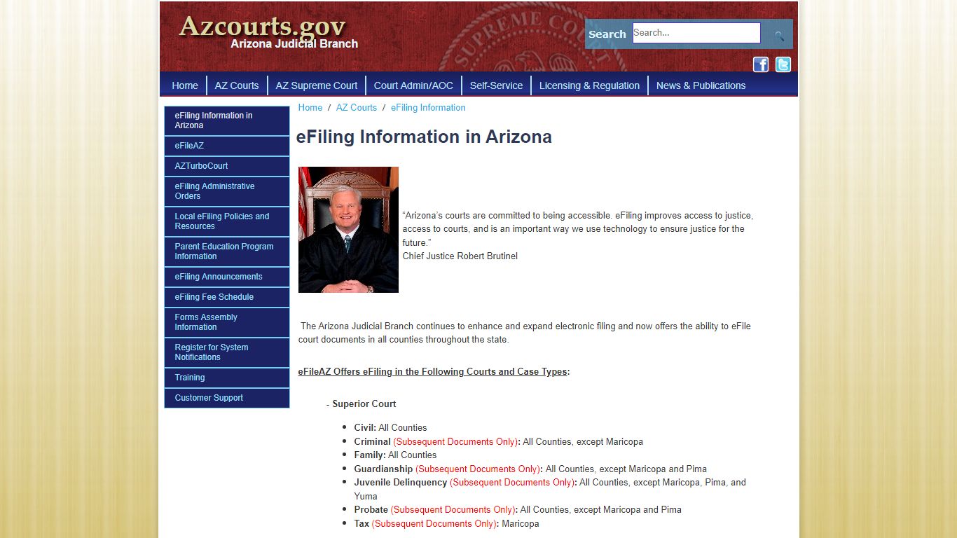 eFiling Information in Arizona - azcourts.gov